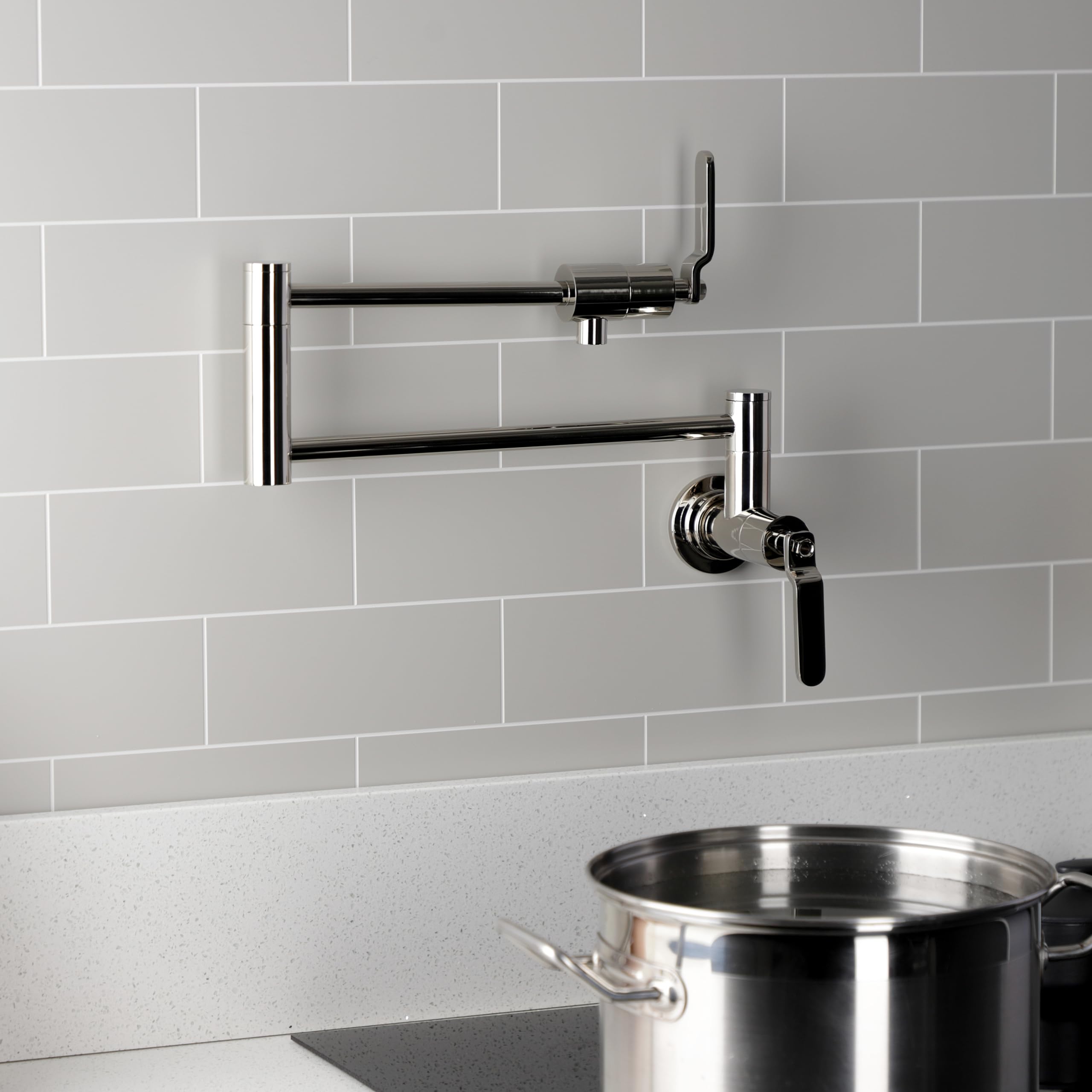 Kingston Brass KS4106KL Whitaker - Relleno de pared para ollas, níquel pulido