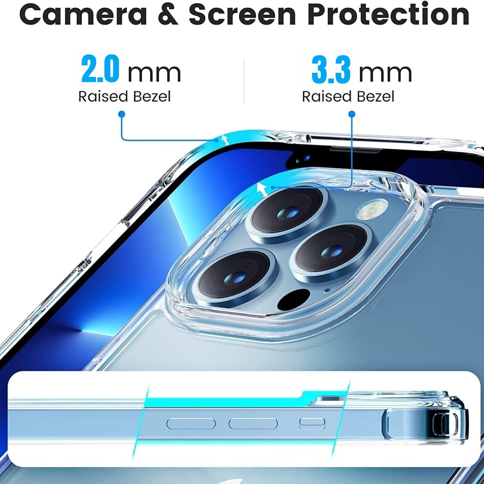 MBSLFY Cover Cordino per iPhone 13 Pro Max Custodia con tracolla, Regolabile Cellulare con Collana TPU Corda Silicone con Practical Stylish Custodia telefono - Blu navy