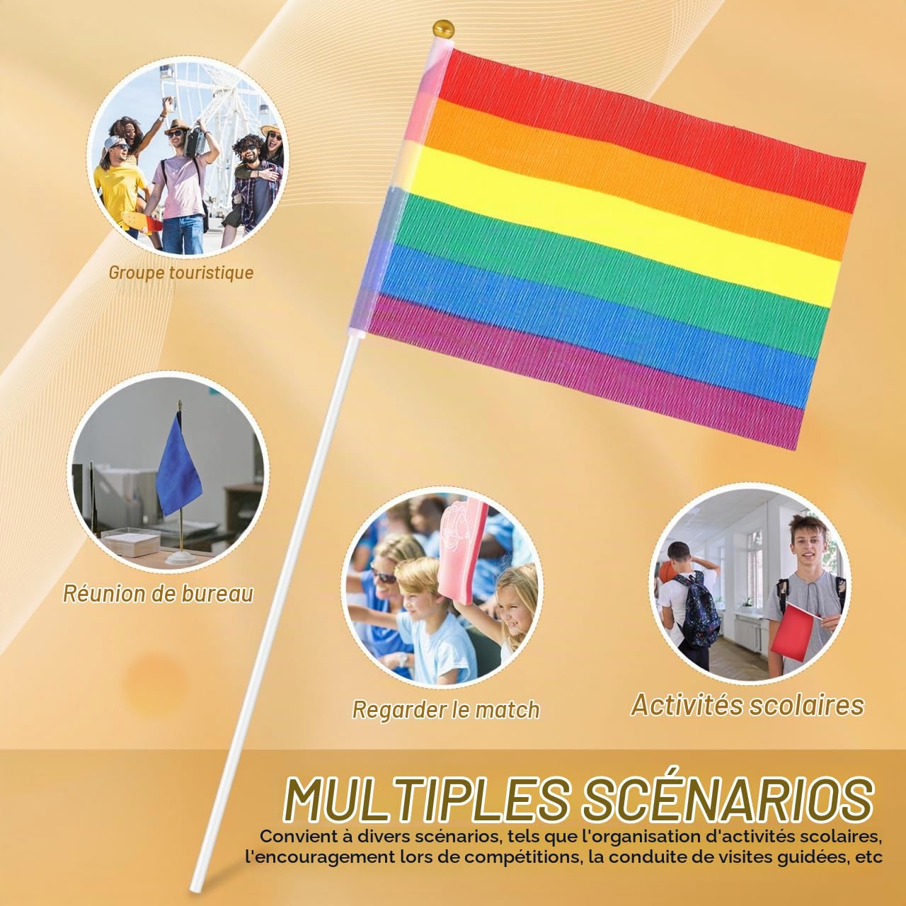 Yardwe 50 PièCes MâT De Drapeau en Plastique Rigide Portable LéGer pour Bureau ÉCole RéUnion DéCoration ExtéRieure 40cm