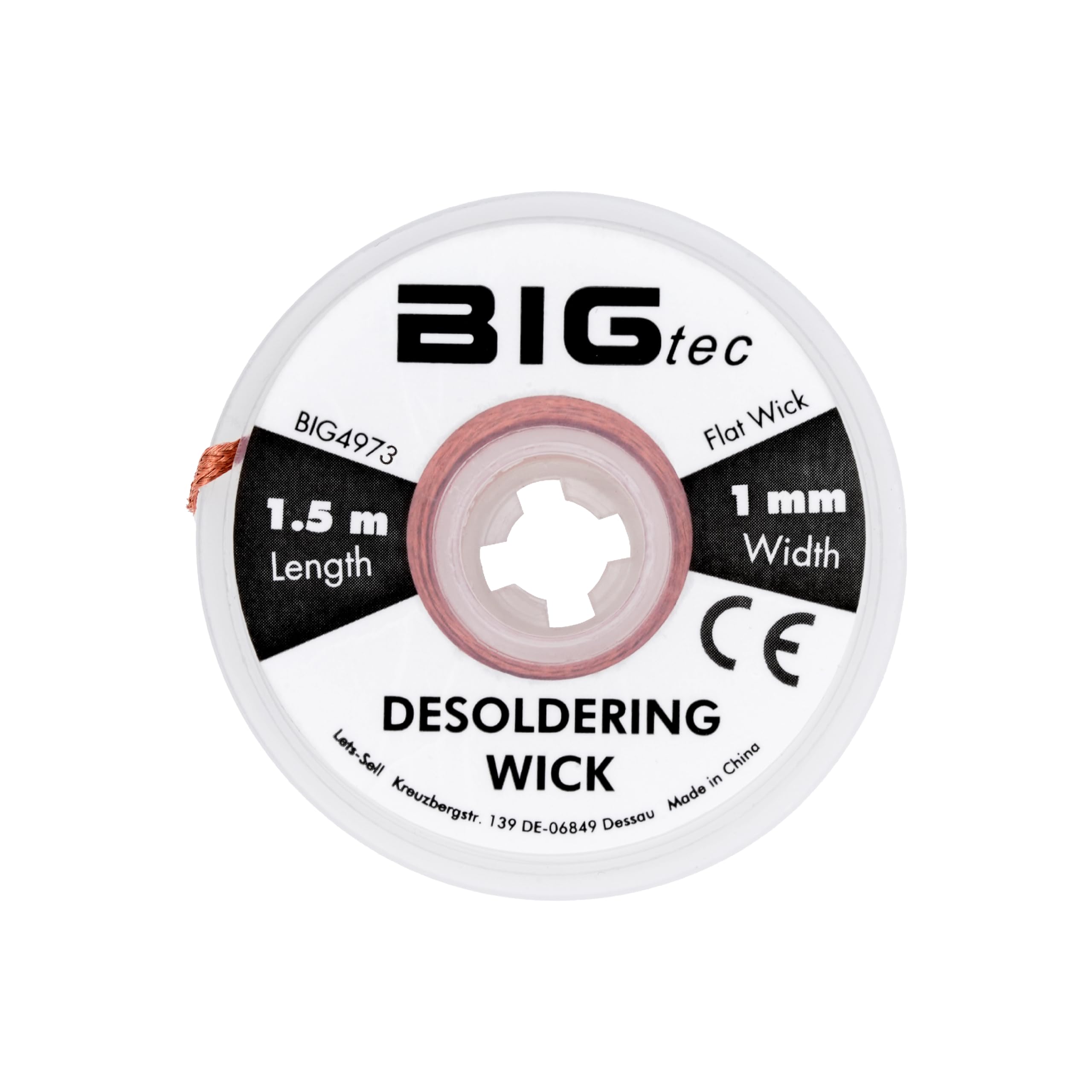 BIGtec Desoldering Braid 1 mm for Solder Removal 1.5 m Coil Pure Copper Desoldering Wire Desoldering Wick Good Thermal Conductivity