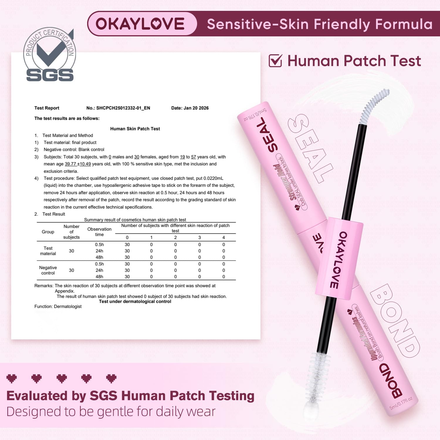 OKAYLOVE Lash Cluster Glue, Waterproof 2-in-1 Bond and Seal