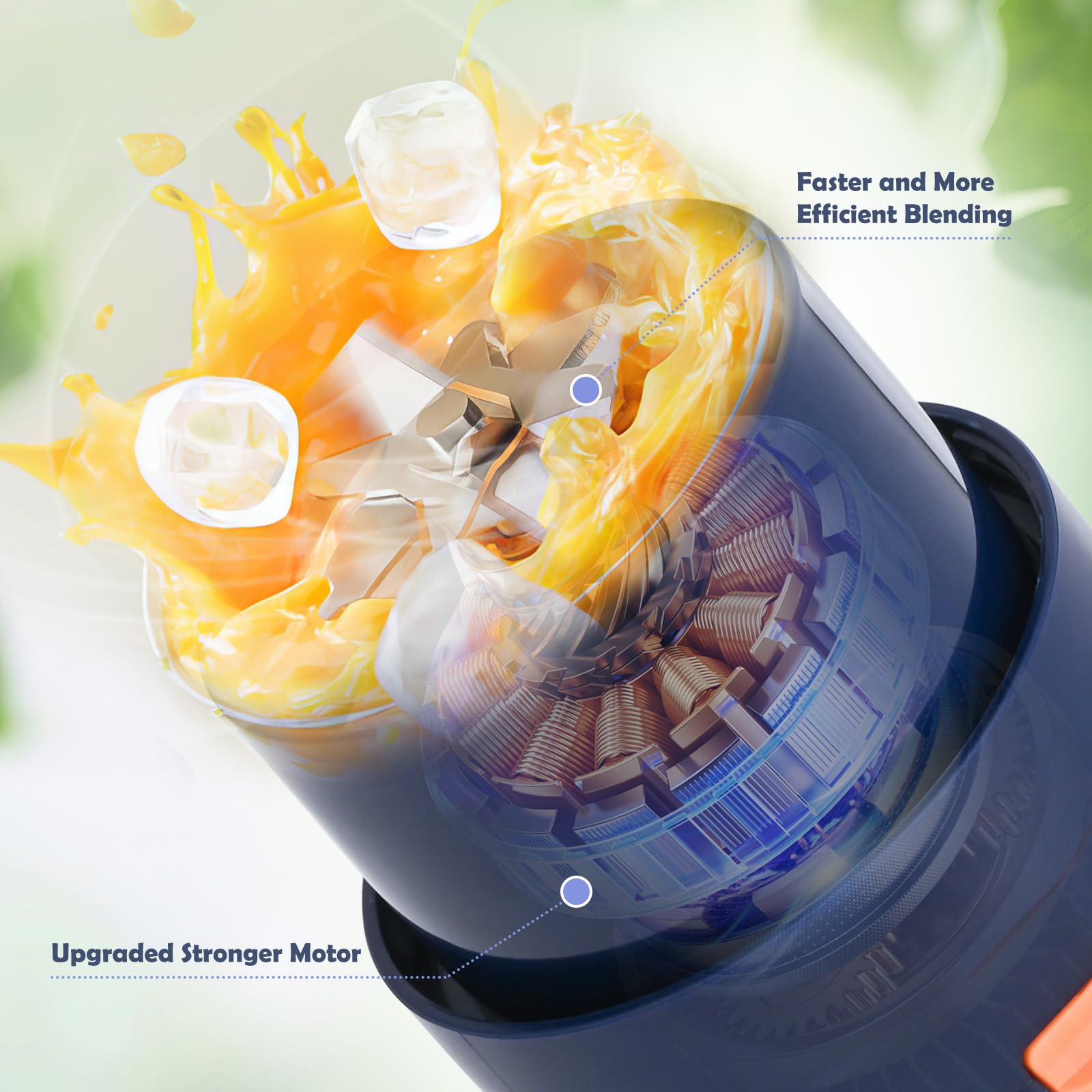 Lekki Przenośny Blender, ręczny mikser do owoców o pojemności 600 ml, mocny bezprzewodowy mini blender, z możliwością ładowania, smoothie, koktajle białkowe, kruszy lód i mrożone owoce (Niebieski)