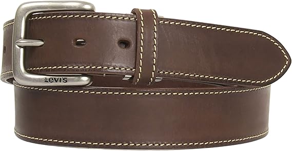 Amazon リーバイス Levi S レザーベルト ステッチ ハーネスバックル ロゴ入り 35mm 国内正規品 D Brown チョコ 02 ベルト 通販