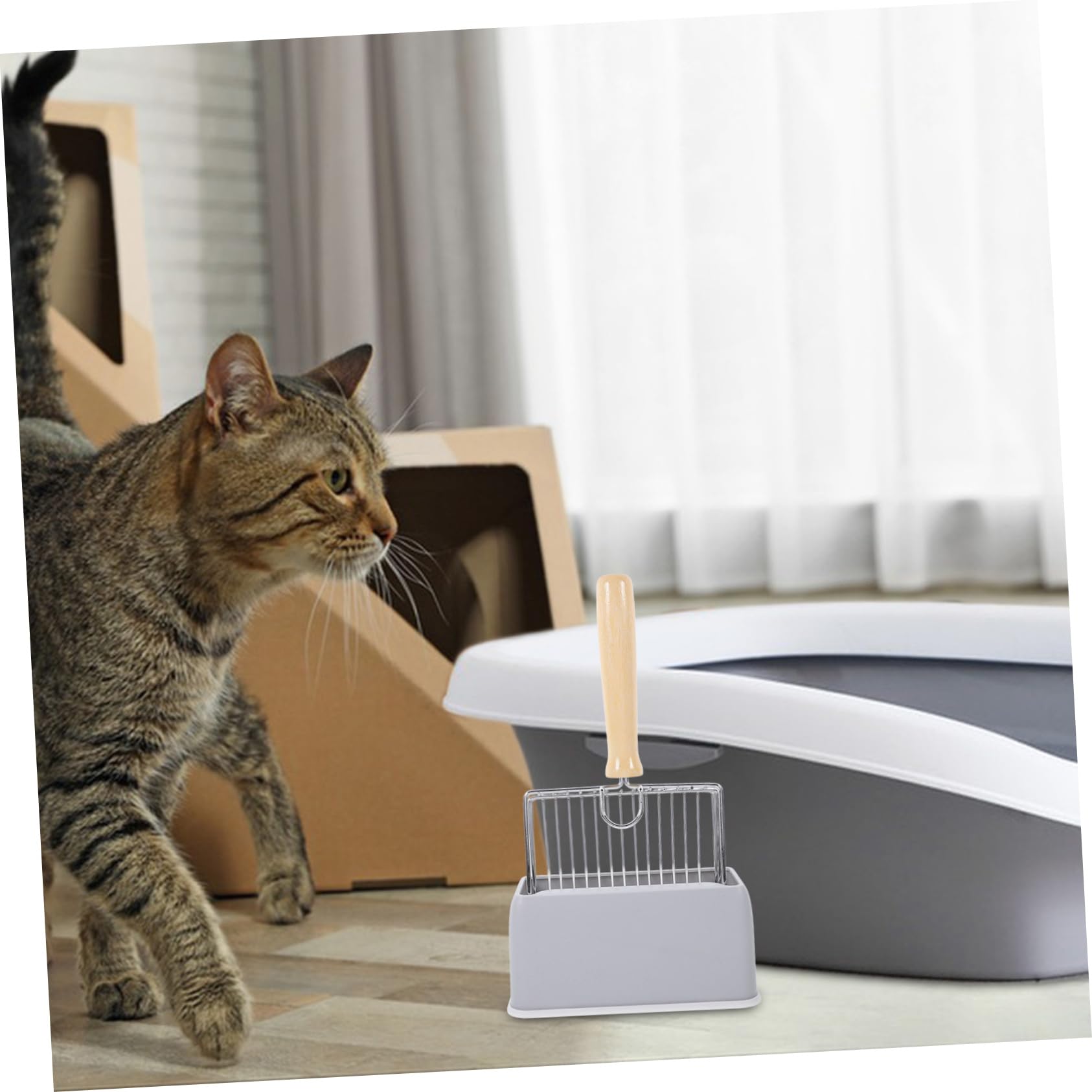 Sosoport 3 Juegos De Pala De Arena para Gatos Pala De Malla para Arena De Gatos Soporte para Pala para Gatos Pala para Arena para Gatos De Arena Soporte para Pala De Arena