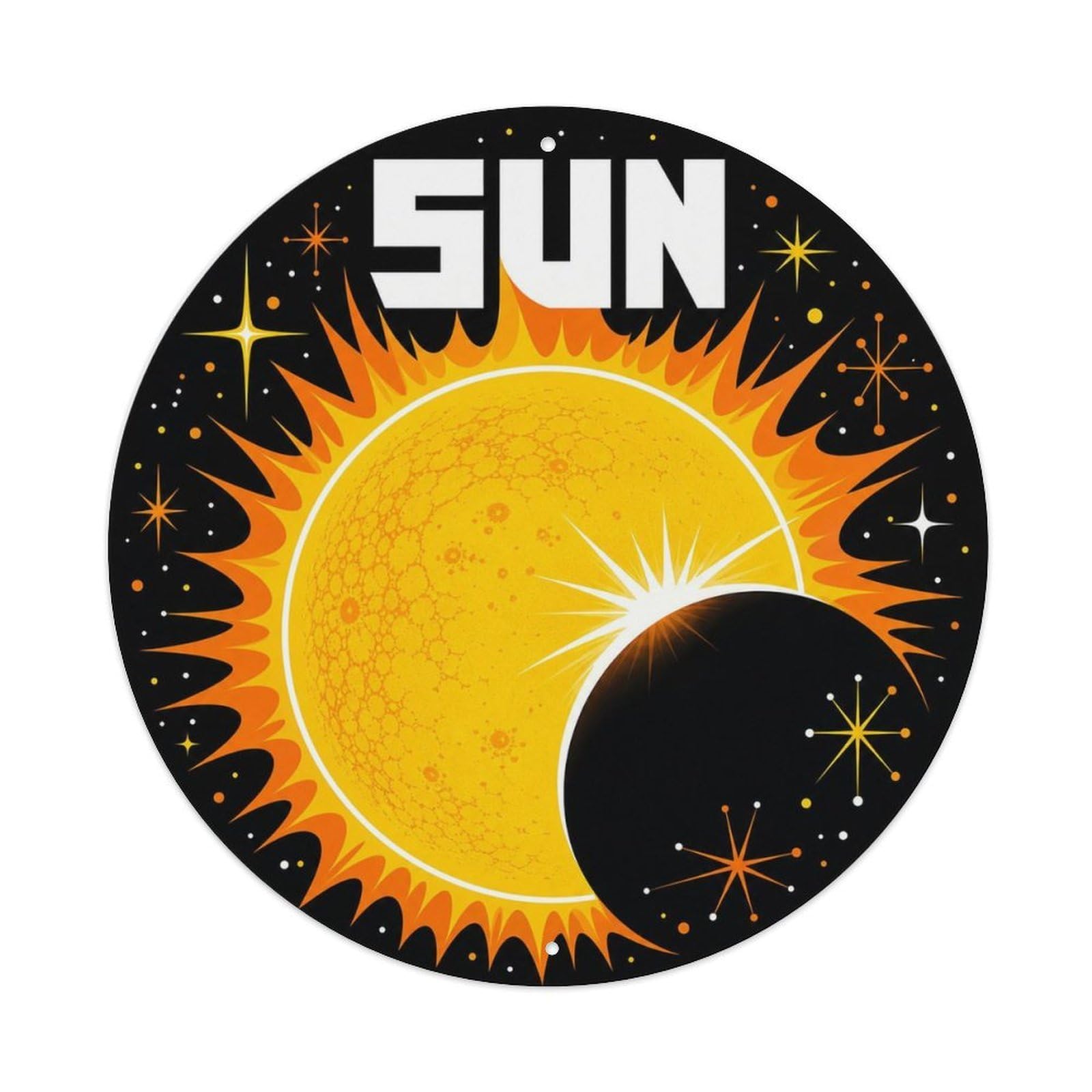 Space Exploration Sun Solar Astronomy Starscape Cosmos Metal Tin Sign Plaque Wall Decor for Cafe, Man Cave, Club Bar, Office, Home Garden Round Metal Poster 8x8Inch