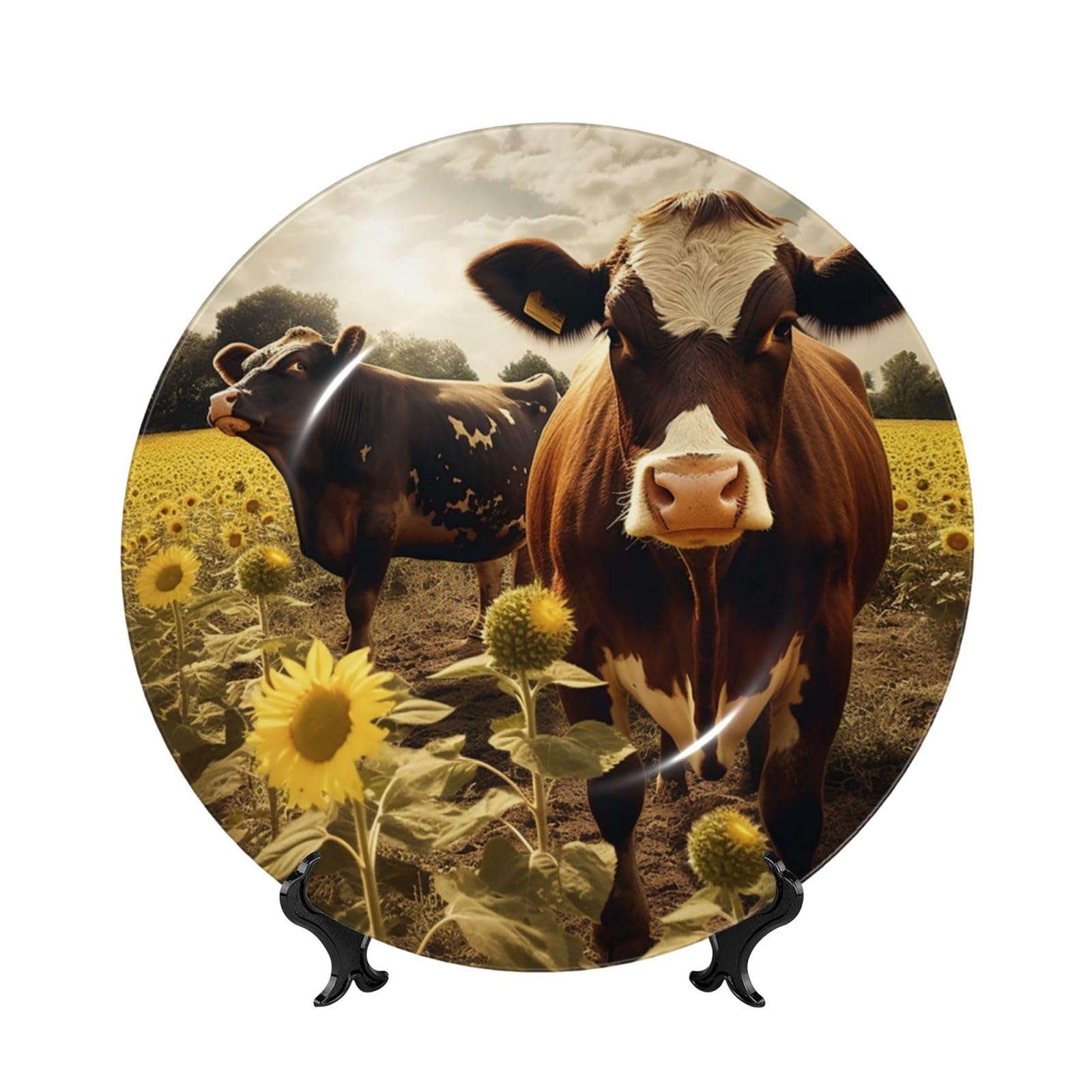 Assiette en porcelaine anglaise 17,8 cm ornement céramique vache 3D