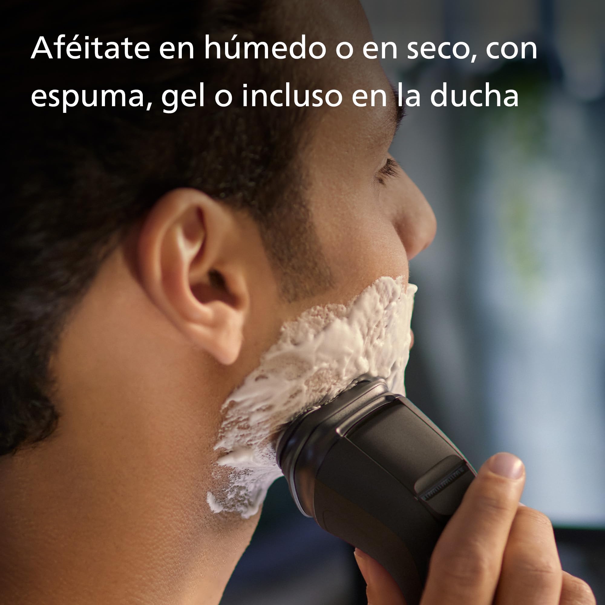 Philips Serie X3000 Afeitadora Eléctrica Hombre, Máquina de Afeitar Barba con Cortapatillas, 27 cuchillas, Cuida la piel, 40min de uso, En Seco y Húmedo, Recargable, X3001/00, Negro