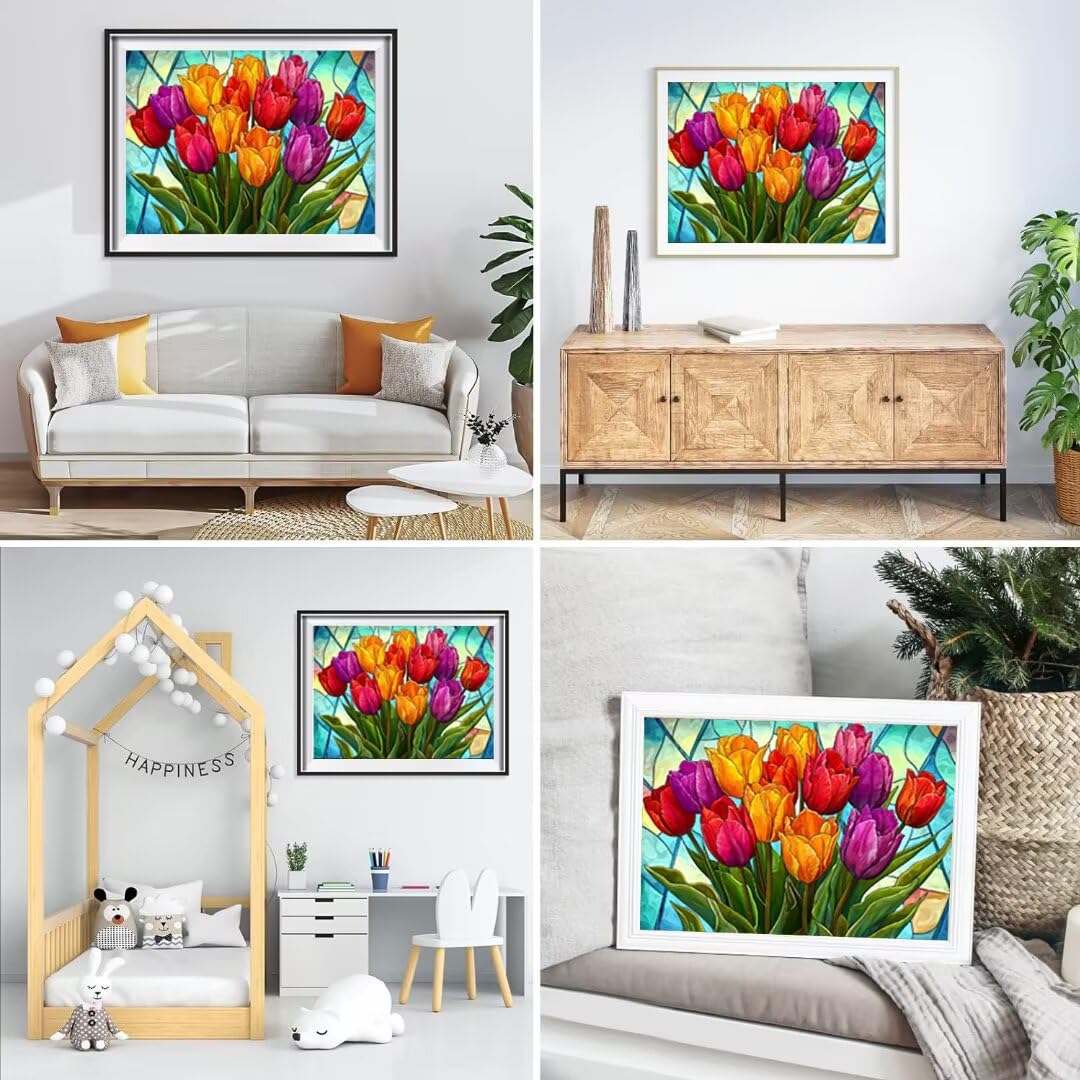Générique 5D Flower Painting Diament Malarstwo Zestaw, DIY Fabryka Diament Kompletne zestawy, Diamentowe zestawy artystyczne dla dorosłych Początkujących, Square Diamond Rhinestone Ścieg krzyżykowy