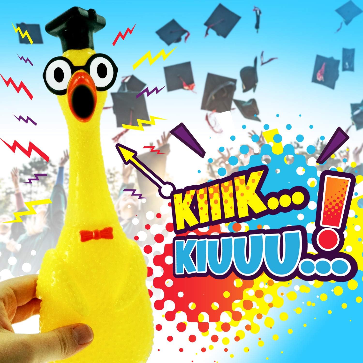 JA-RU Screaming Rubber Chicken Toy (3 Units Assorted) Squeaky Chicken Toys for Kids. Funny Noise Maker Prank & Gag Gifts. Novelty Toys & Amusements. Rubber Dog Toys. 1704-3p