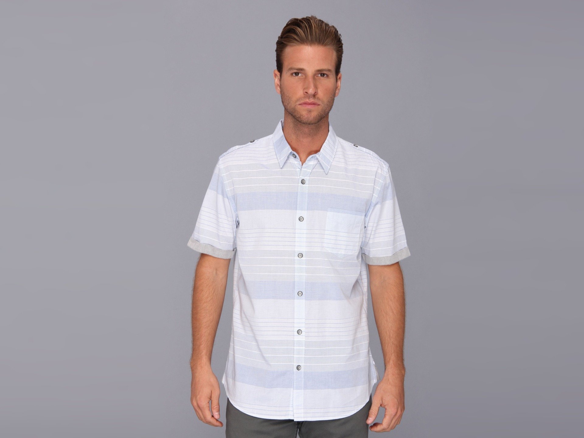 DKNY Jeans Men's Short Sleeve Irr Horizontal Stripe Shirt