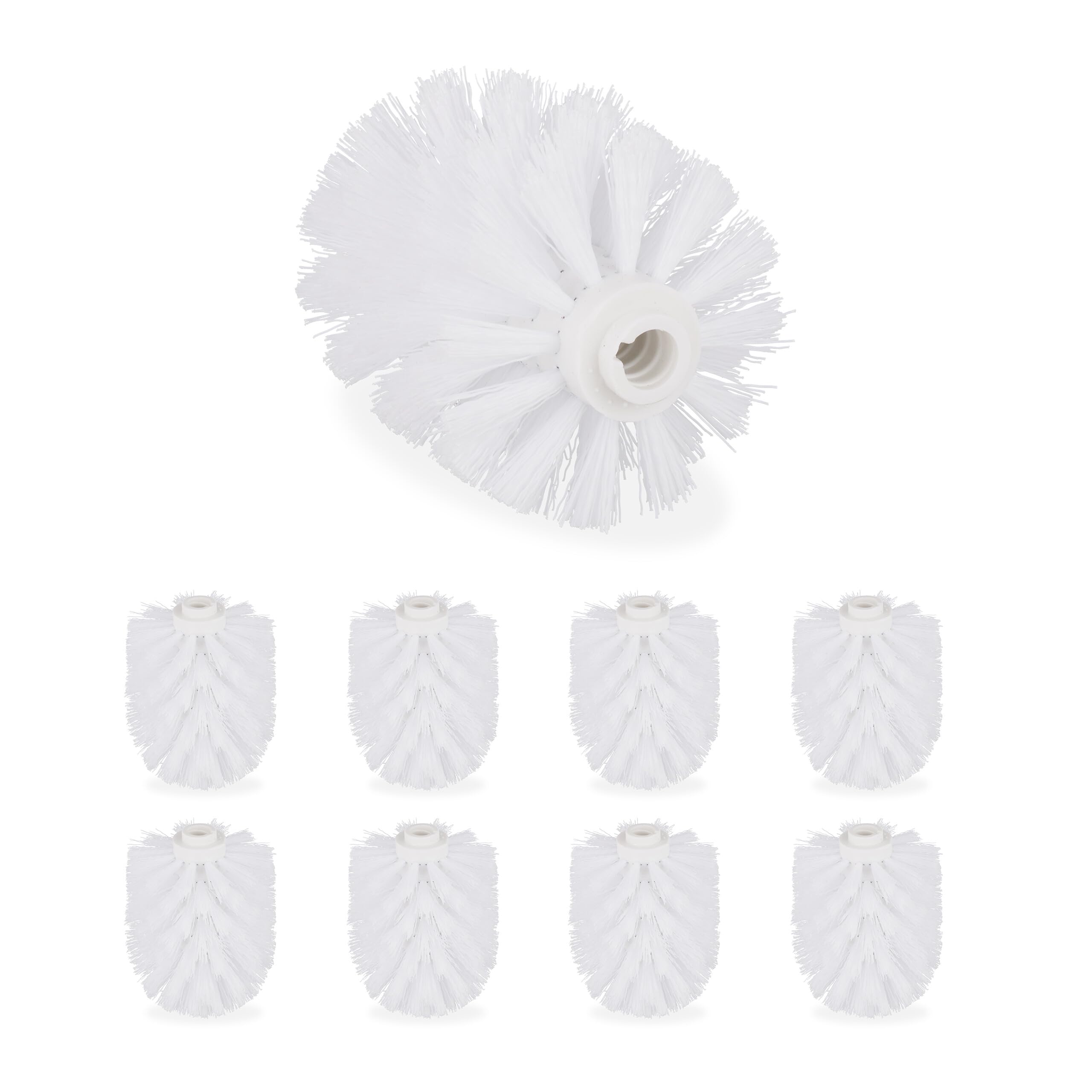Relaxdays Ersatzbürstenkopf für Klobürste, 9er Set, Ersatz WC Bürstenkopf, Kunststoff, 12 mm Gewinde, D: 8 cm, Farbwahl