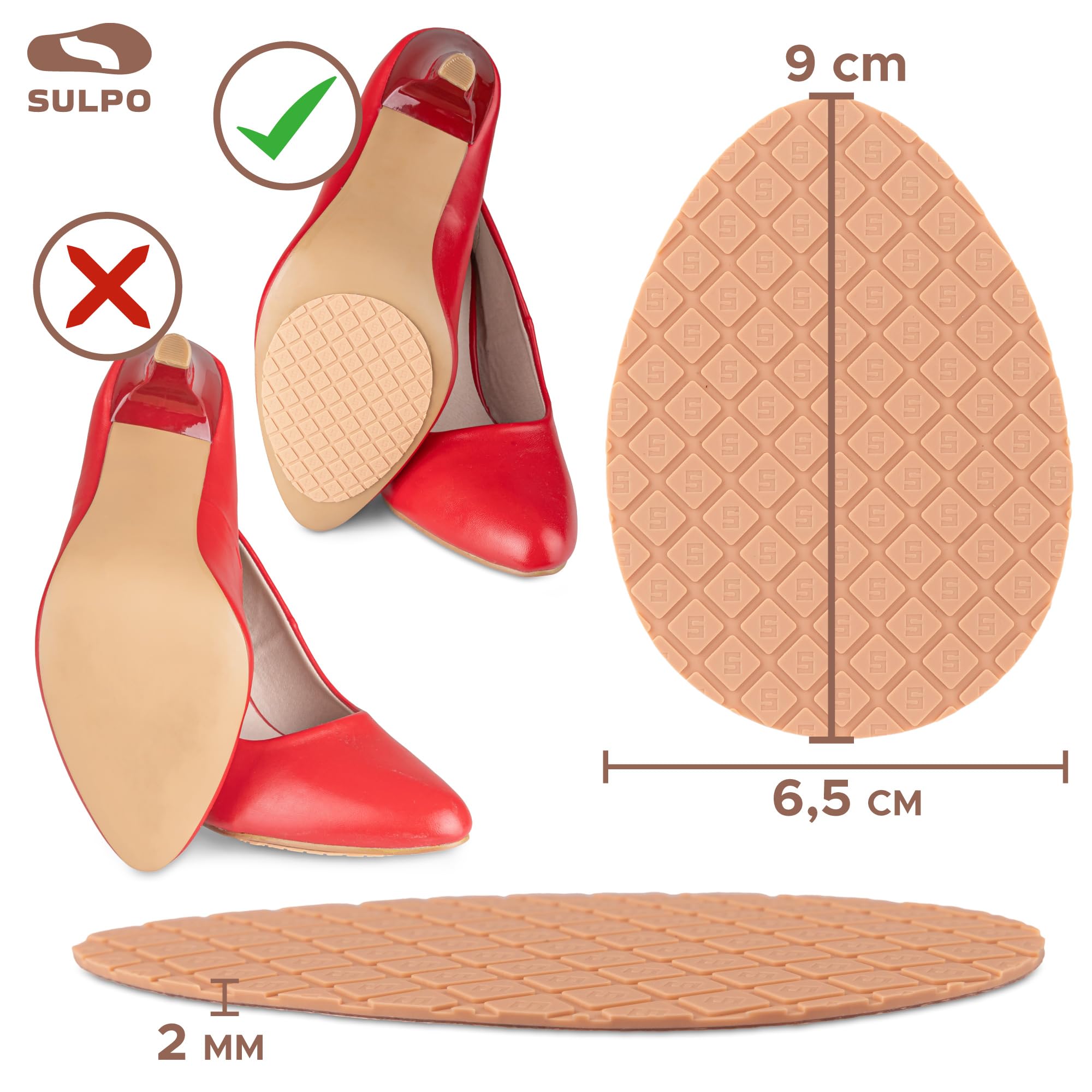 SULPO Lot de 12 sangles en caoutchouc pour chaussures - Autocollants de réparation de semelles de chaussures - Semelles autocollantes - Ultra solides - À découper - Ovales - 5