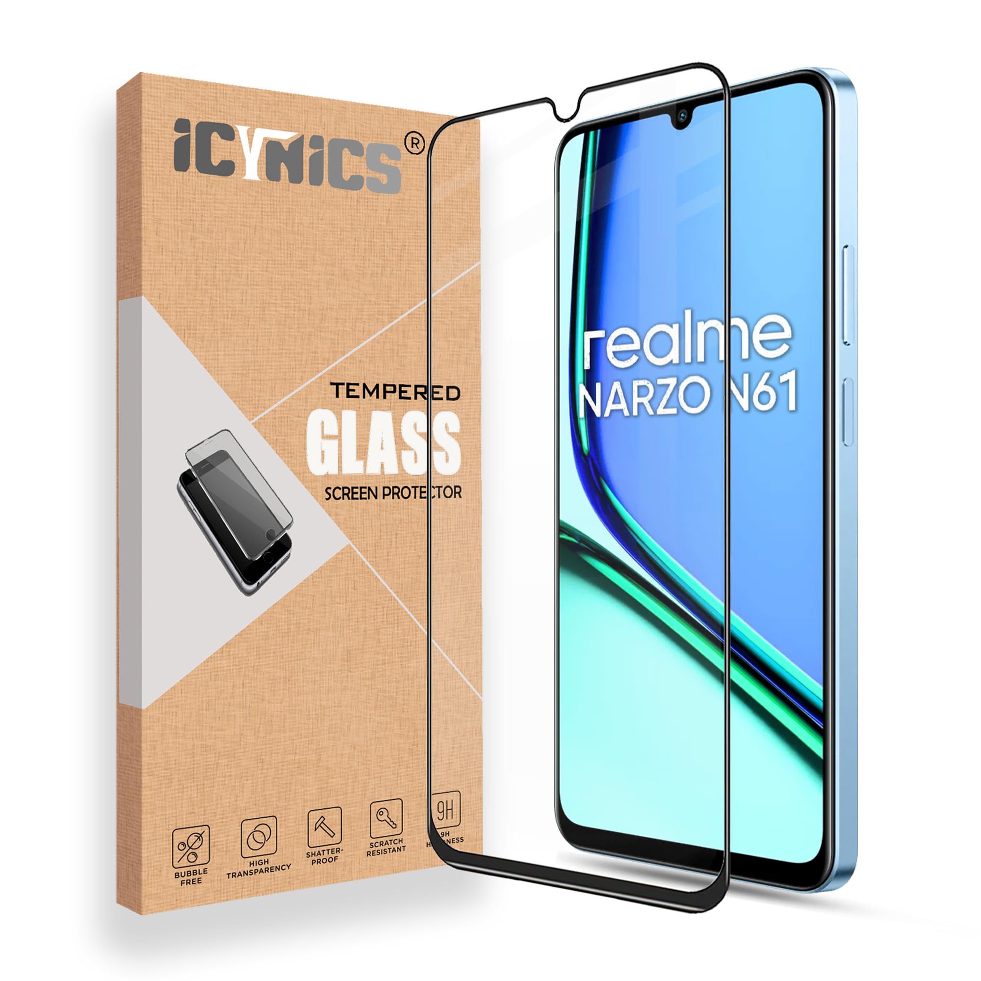 ICYNICS 11D Tempered Glass for Realme Narzo N61 Bubble-Free, HD Clear, Anti-Scratch with Edge to Edge Full Screen Coverage & Easy Installation (Pack of 1) (B0DBN1SMBJ) Amazon Price History, Amazon Price Tracker