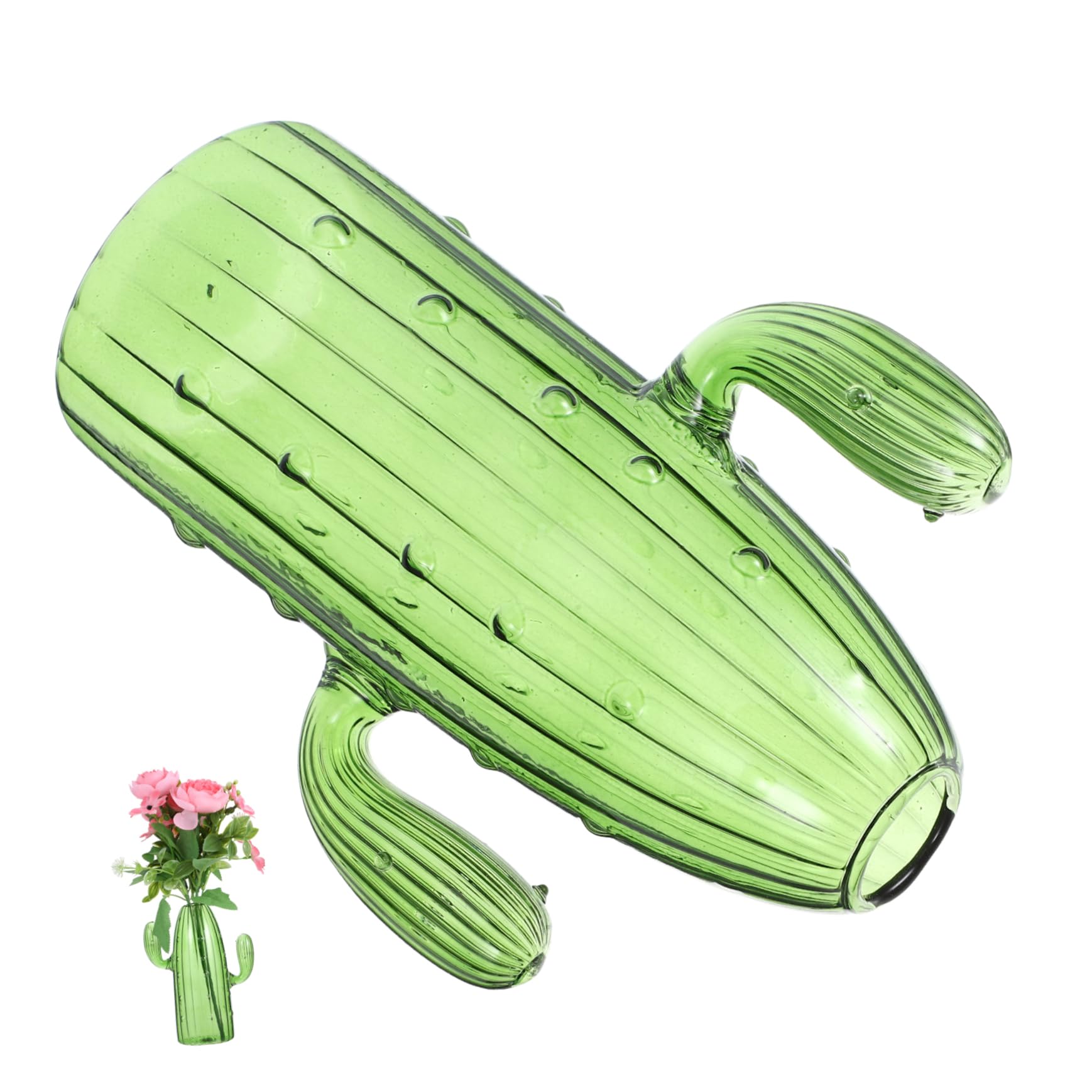 Holibanna florero Creativo florero en Forma de Cactus jarrón de Flores florero Claro jarrones para Flores florero Mexicano decoración de Cactus para el hogar floreros Vidrio Verde