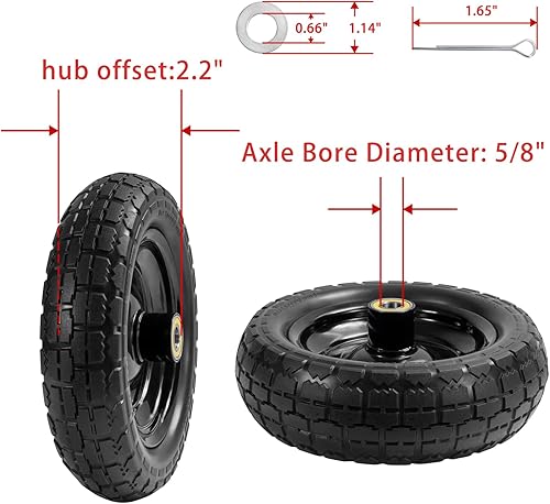 Miniatura 3 de Gorilla Cart Wheels - Neumático sólido sin plano de 10 pulgadas, repuesto 4.10/3.50-4 para camión de mano, carro, carrito de jardín, carrito - 2