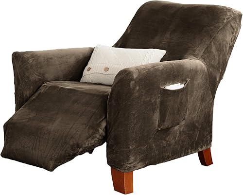 Vista 15 de Great Bay Home Funda reclinable de sarga estampada. Funda elástica de una pieza para sillón reclinable. Funda reclinable sin tirantes para sala