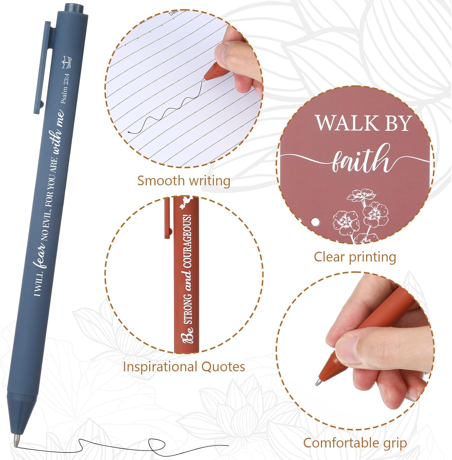 96 Pcs Bible Verse Pens with Cards Bulk Scripture Christian Motivational Inspirational Quote Religious Black Ink Ballpoint Pens Christmas Gifts for Coworker Employee Teacher Nurse(Stylish) - Image 3