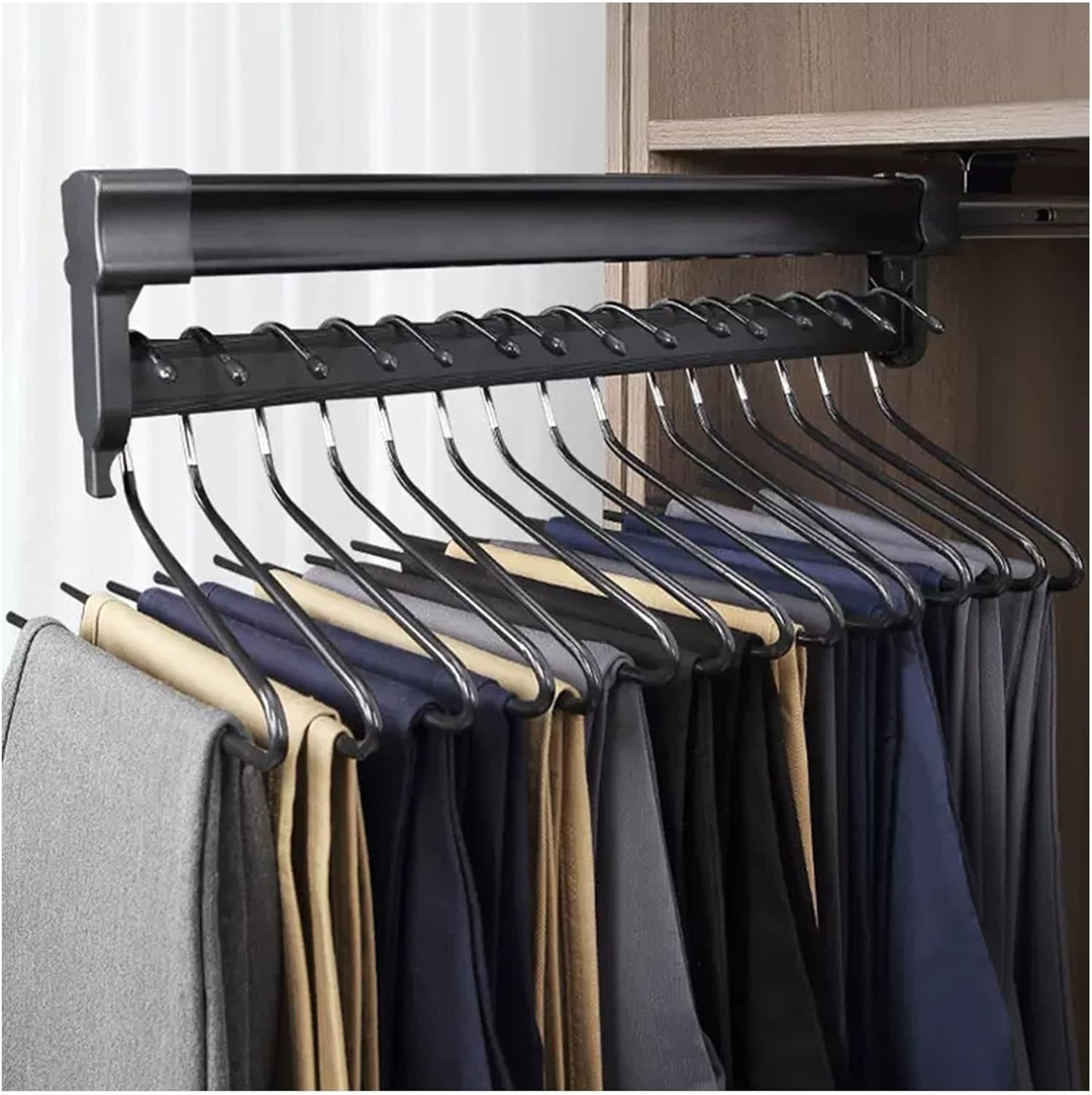 Closet Organizer Rack for Pants and Coat PushPull Wardrobe
