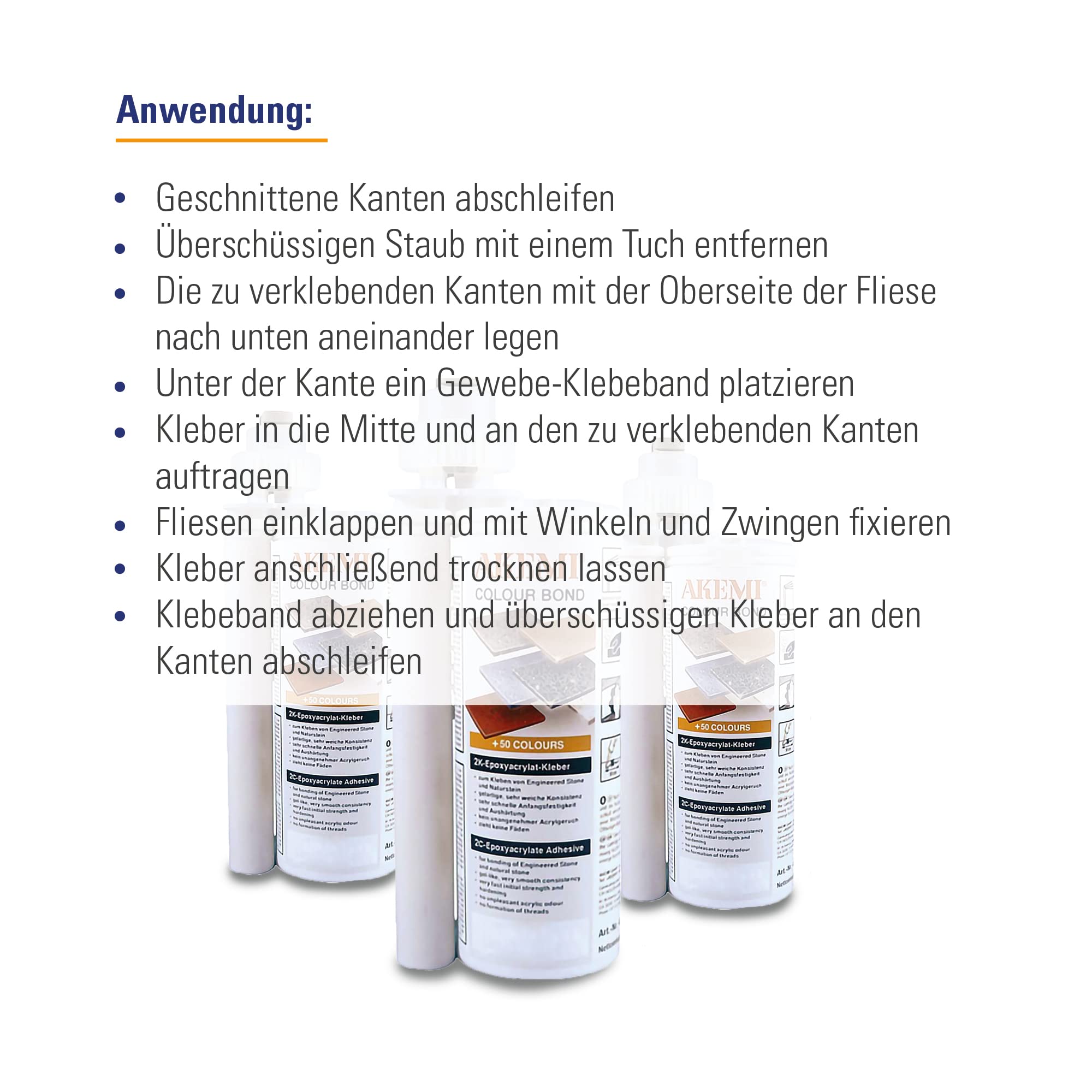 Akemi Colour Bond Farbkleber 250ml, creme CC 1670 I 2-Komponentenkleber zur nahtlosen Verklebung von Kunststein, Naturstein- und Keramikplatten im Innenbereich – 12919