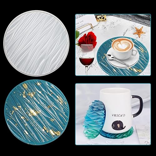 Miniatura 1 de Rolin Roly Molde de bandeja redonda de resina, molde de silicona ondulada, soporte para joyas, moldes de epoxi, moldes de fundición para frutas,