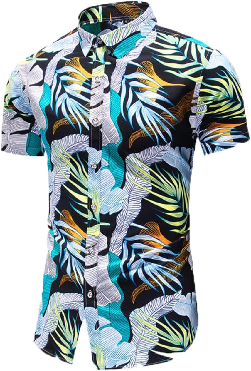 Vintage Short Sleeve Men Shirt Blouse Tops Casual Beach Hawaiian Vacation Shirt