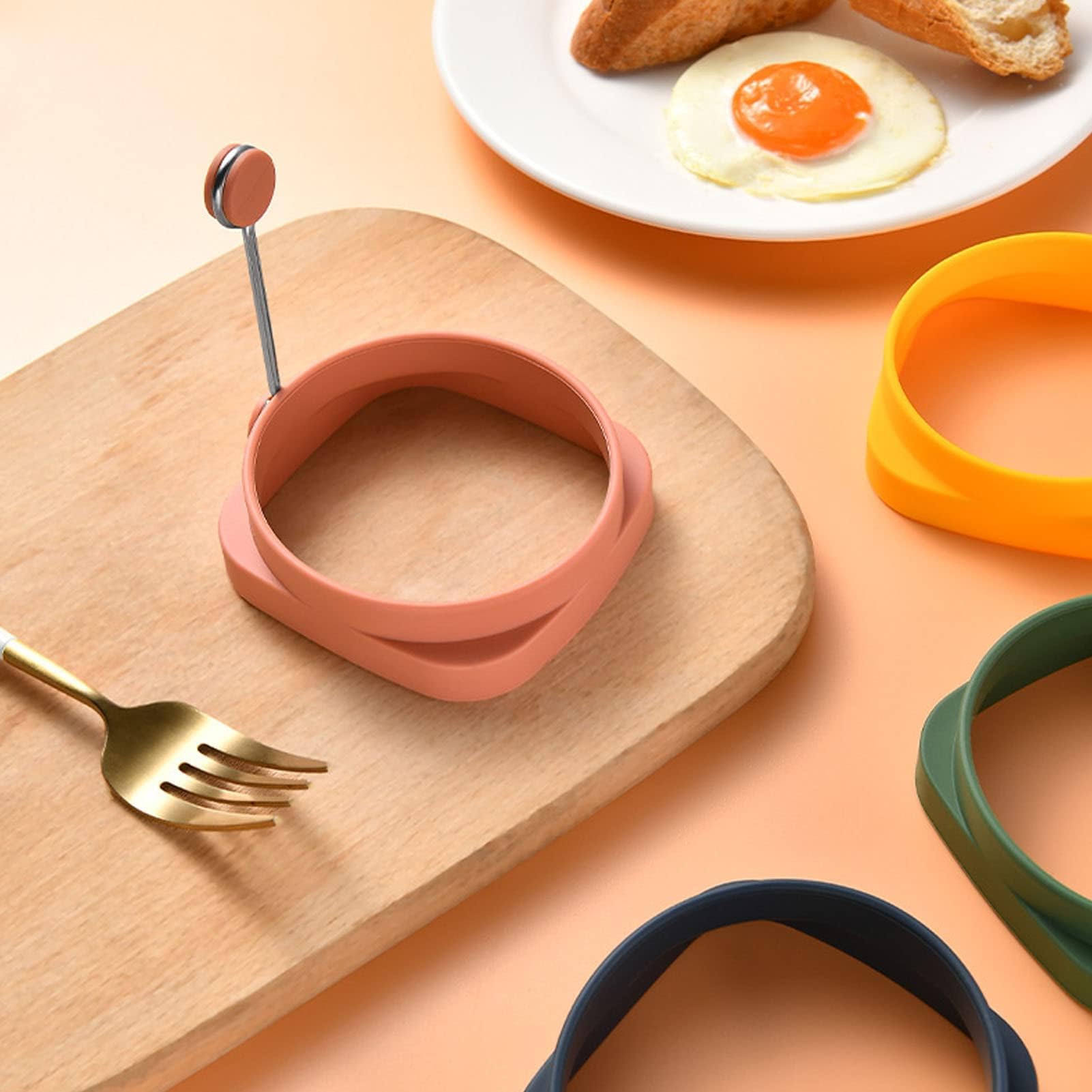Set di 5 Anelli in Silicone per Uova, Stampo Antiaderente per Friggere, Cuocere Uova, Pancake, McMuffin, Omelette in Padella