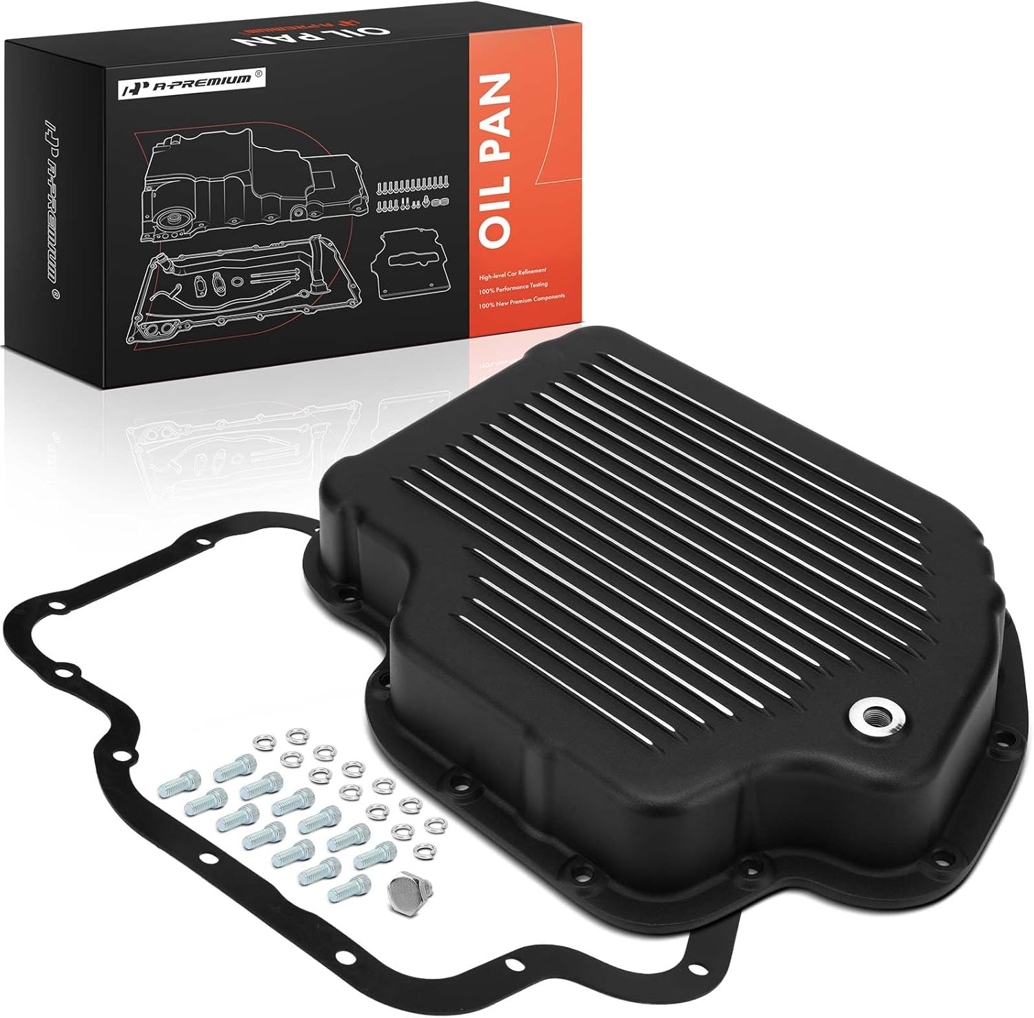 A-Premium Transmission Oil Pan with Drain Plug & Gasket Compatible with GM TH400, 2-3/8" Pan Depth
