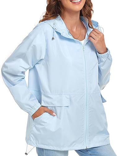 Miniatura 3 de Chubasquero ligero para mujer, impermeable, plegable, para exteriores, resistente al viento, chaqueta de lluvia activa S-XXL