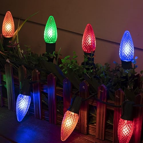 Miniatura 7 de Luces de camino de Navidad C9 para exteriores, 25.7 pies, 20 luces LED C9 para pasarela de fresa con estacas de marcador, tira de luces C9