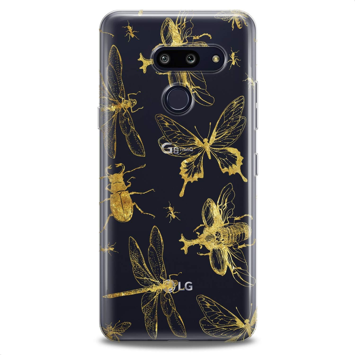 Case Replacement for LG G7 ThinkQ Fit Velvet G6 V60 5G V50 V40 V35 V30 Plus W30 Flexible Silicone Print Insect Kawaii ButterflyThemed Kid Clear Phone Girl Slim fit Golden Soft Design Cute Cute image 5