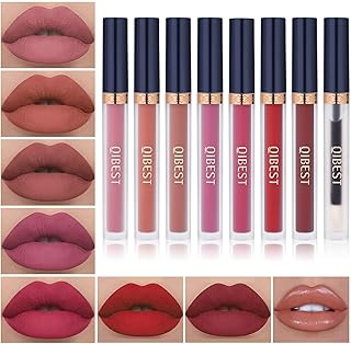 QiBest 7Pcs Matte Liquid Lipstick + 1Pcs Lip Plumper Makeup Set Kit, Pig...
