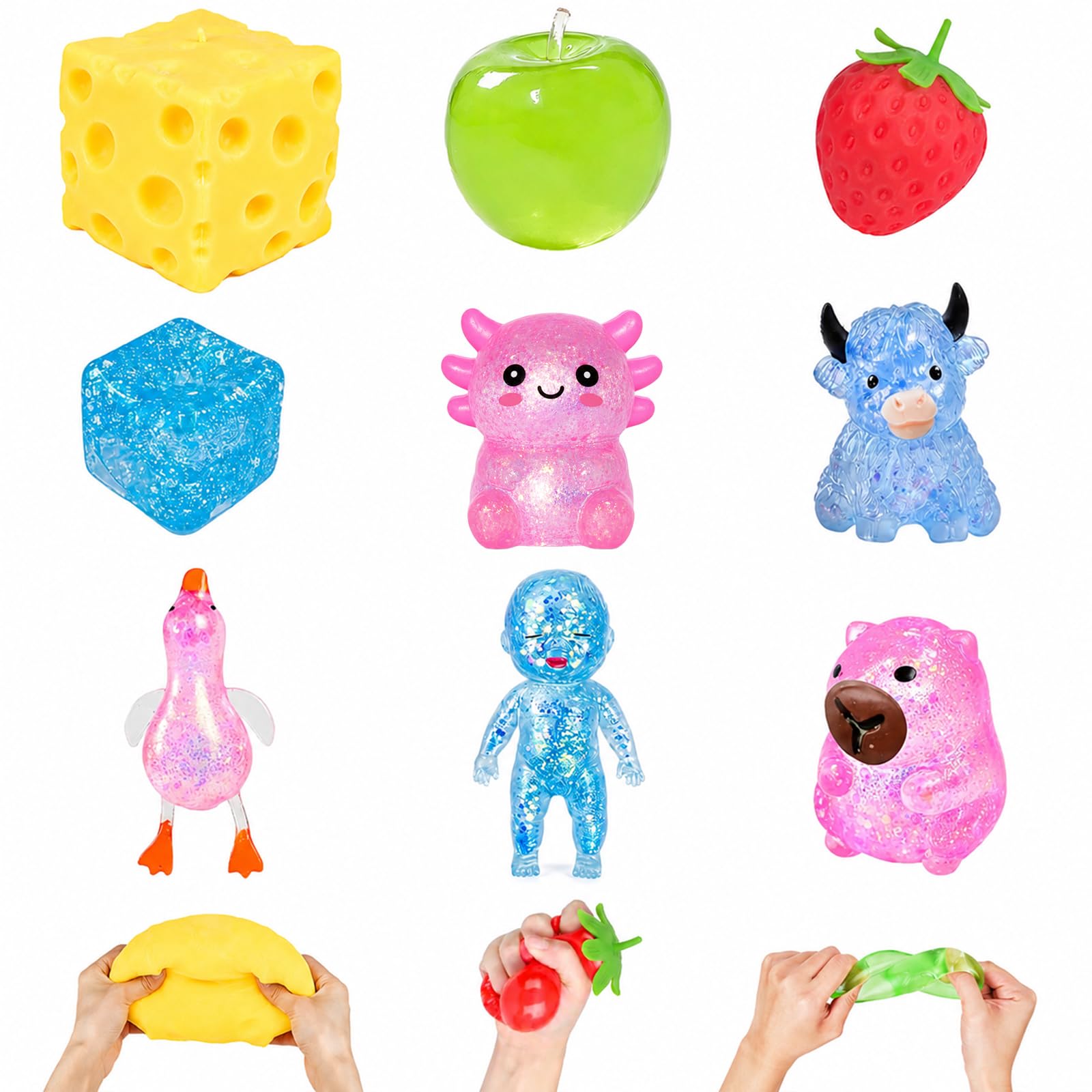 9 Pcs Squishy Fun, Squeeze Set Cute Butter Balls Pack
