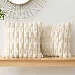 Volcanics Couvertures d'oreiller en fausse fourrure 18x18 Ensemble de 2, Luxury Soft Plush Coussin décoratif cas avec velours dos pour canapé, canapé, lit, salon, beige