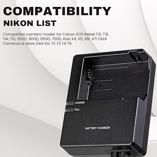 Miniatura 5 de LC-E8 LC-E8C LC-E8E - Cargador de batería compatible con cámara réflex digital EOS 550D 600D 650D 700D T2i T3i T4i T5i Kiss X4 X5 X6i X7i