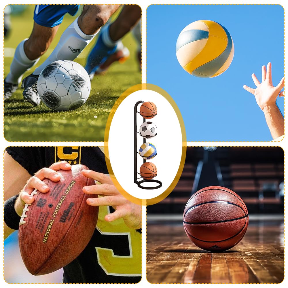 Estante De Almacenamiento De Pelotas, 4 Niveles Soporte Balon Futbol, Almacenamiento Vertical De Pelotas, Estante Vertical De Almacenamiento para Pelotas De Baloncesto para Balones