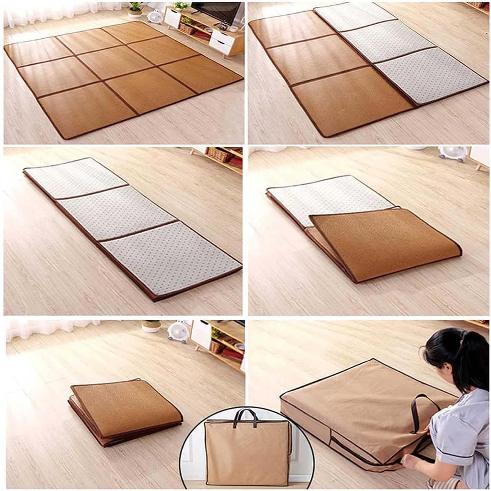 Tatami Japonais Traditionnel pour intérieur, Tapis antidérapant Confortable, pour Salon, Salle de Jeux, Chambre à Coucher,008,60 * 180cm