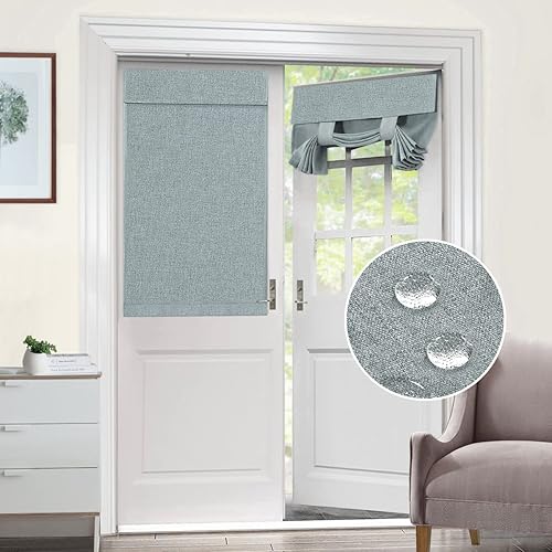 FantasDecor Persianas romanas opacas con amarre y aislamiento térmico, Tricia, cortina de vidrio francés, bloqueo de luz, oscurecimiento de