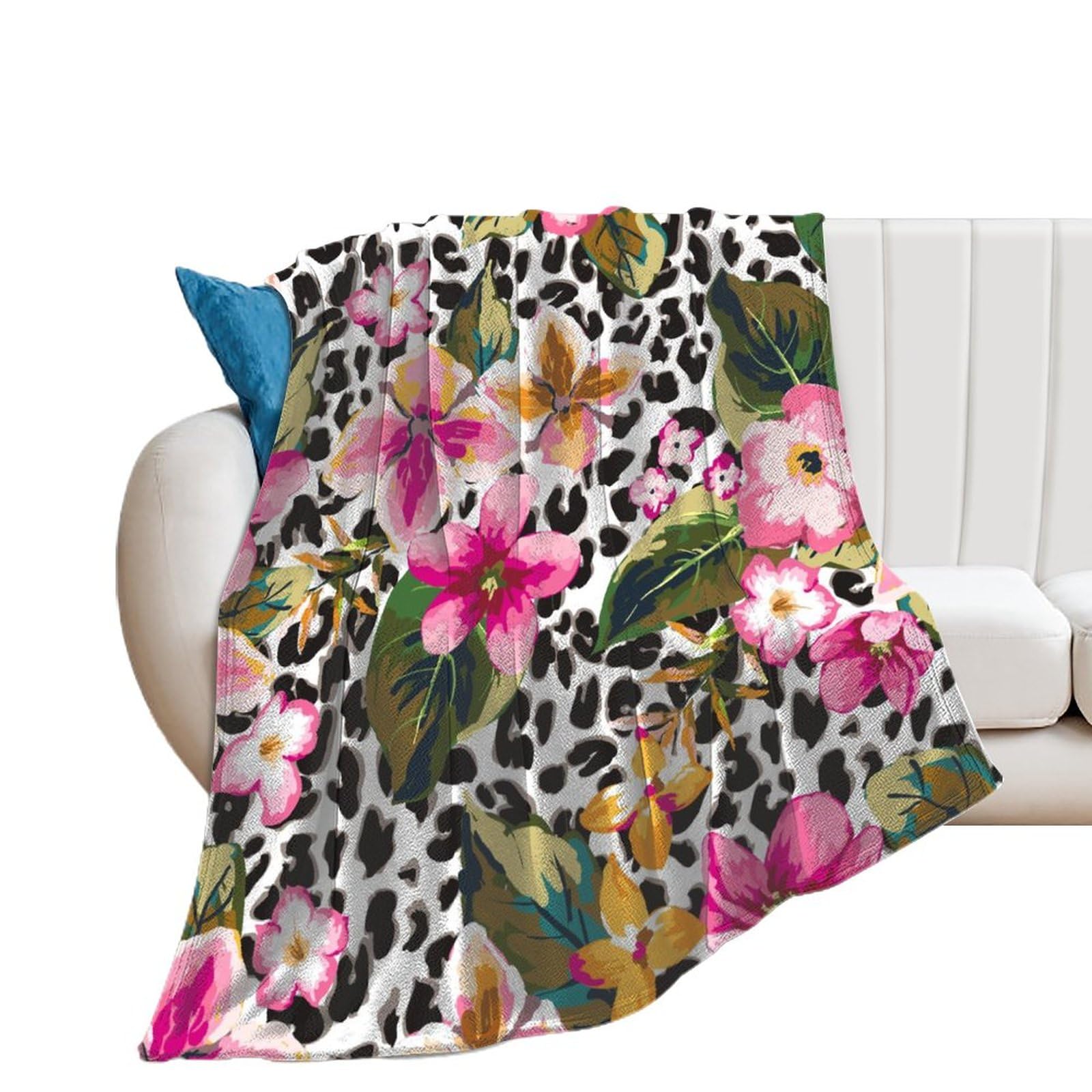 Couverture plaid polaire lit canapé flanelle rose léopard 150x200