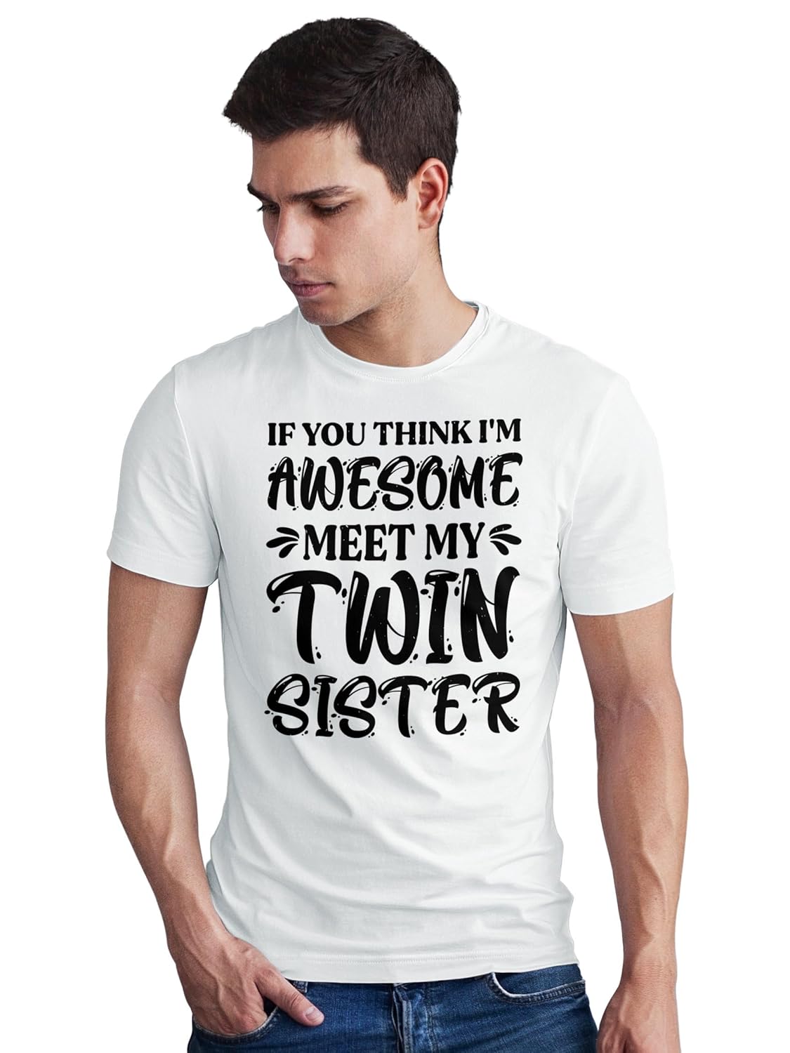 SeekBuyLove Awesome Twin Sister T-Shirt, Sibling Pride, Funny Gift Idea, Unique Present, Best Ever, Love, Matching Outfit, Cool