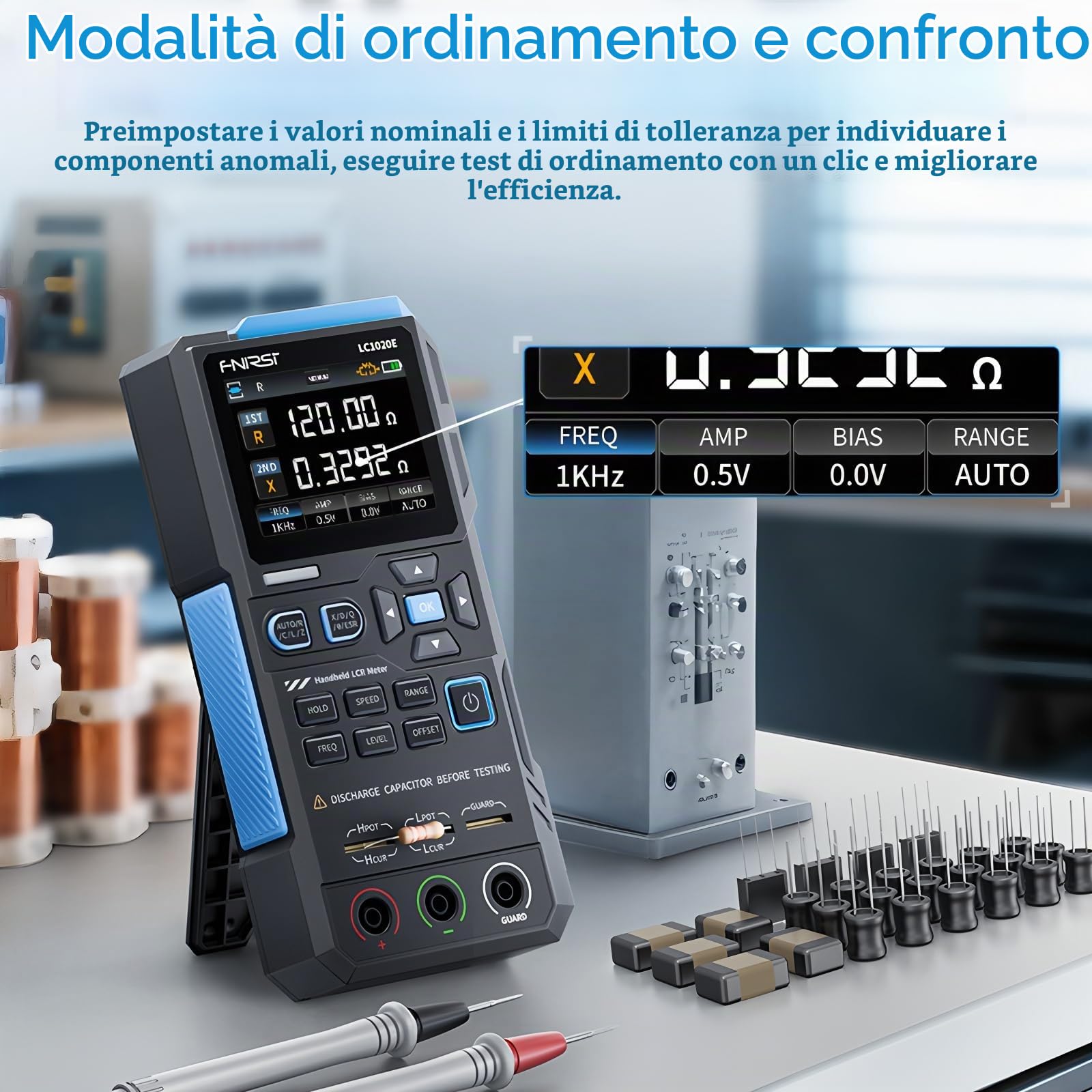 FNIRSI LC1020E Ponte Digitale ad Alta Precisione LCR ESR Tester Resistenza Capacità Induttanza Misurazione Componente Elettronica