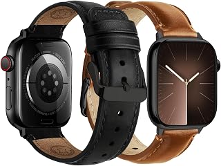 Fullmosa 2 Pack Leather Band Compatible with Apple Watch Bands 42mm(Series 11/10) 41mm 40mm 38mm,Top Grain Genuine leather... Price In India