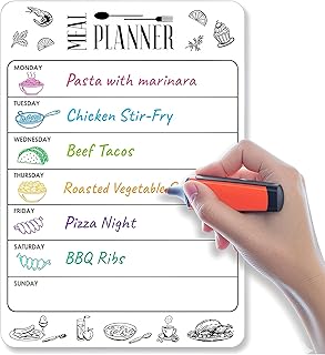 Dry Erase Menu Board for Fridge A4-8.5 x 12 in Weekly Meal Planner Dry