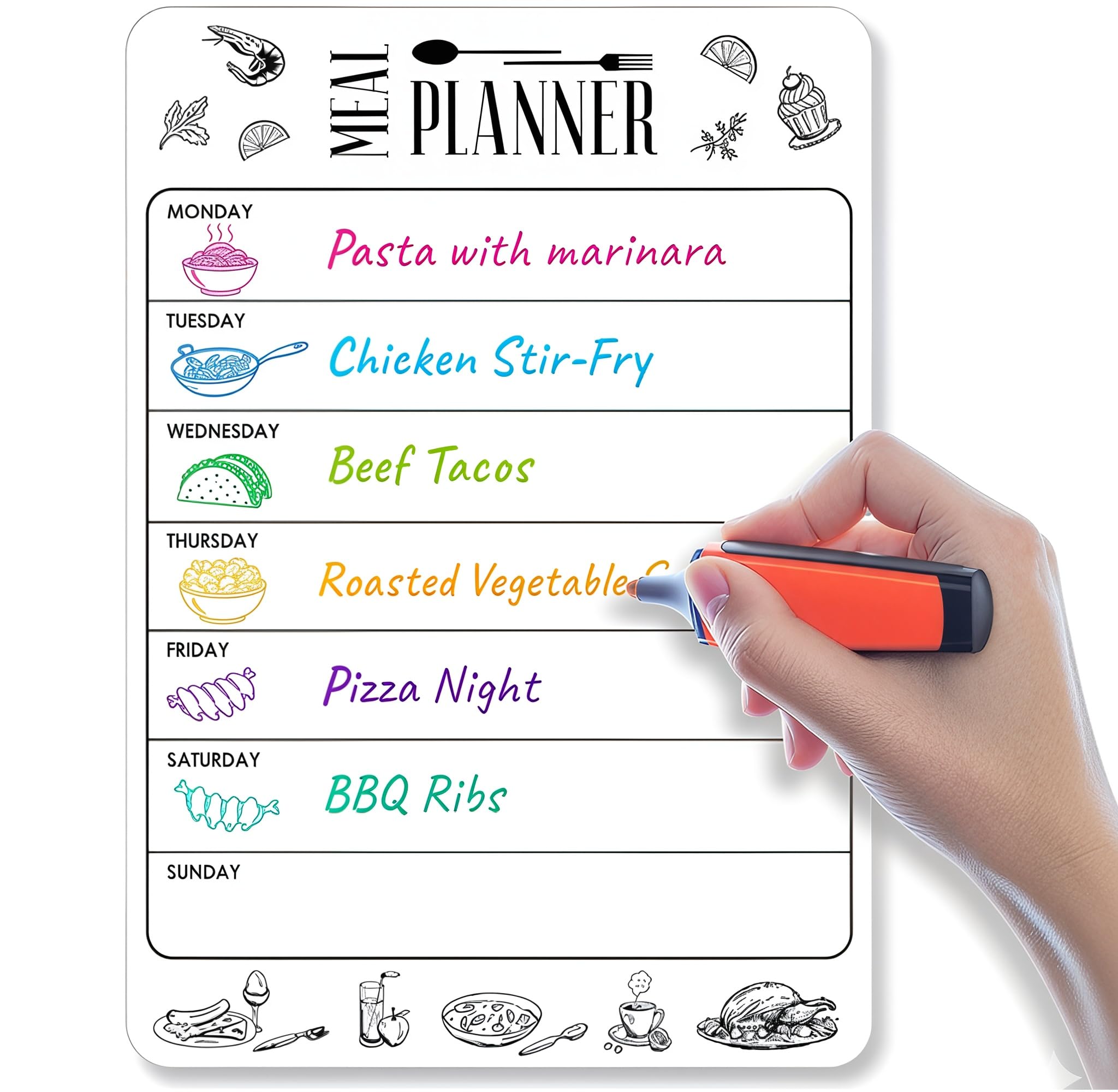 Dry Erase Menu Board for Fridge A4-8.5 x 12 in Weekly Meal Planner Dry Erase Board Magnetic Meal Planner for Refrigerator Dry Erase Dinner Menu Board for Kitchen Magnetic Dinner Menu for Fridge