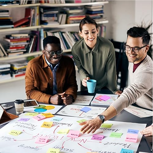 Miniatura 6 de Paquete de 12 notas adhesivas, notas adhesivas coloridas de 3 x 3 pulgadas, 50 hojaslibro de colores brillantes, bloc de notas autoadhesivas, blocs