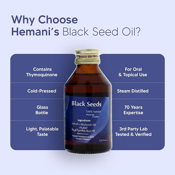 Hemani Black Seed Oil 100ml, Cold-Pressed Nigella Sativa (Kalonji), Halal