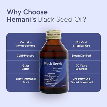 Hemani Black Seed Oil 100ml, Cold-Pressed Nigella Sativa (Kalonji), Halal