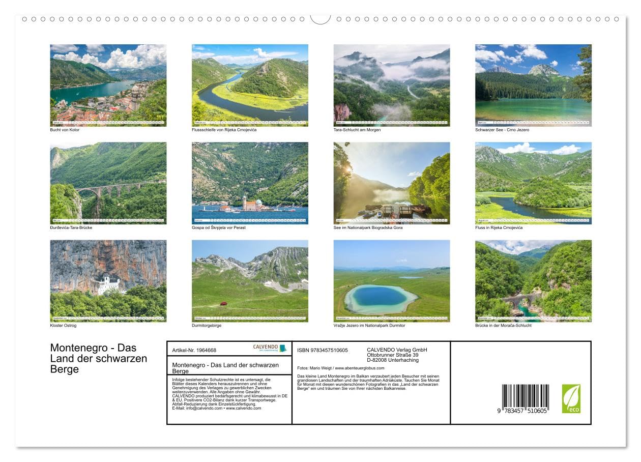 Montenegro - Das Land der schwarzen Berge (hochwertiger Premium Wandkalender 2026 DIN A2 quer), Kunstdruck in Hochglanz: Land im Balkan mit traumhaften Landschaften (CALVENDO Orte)