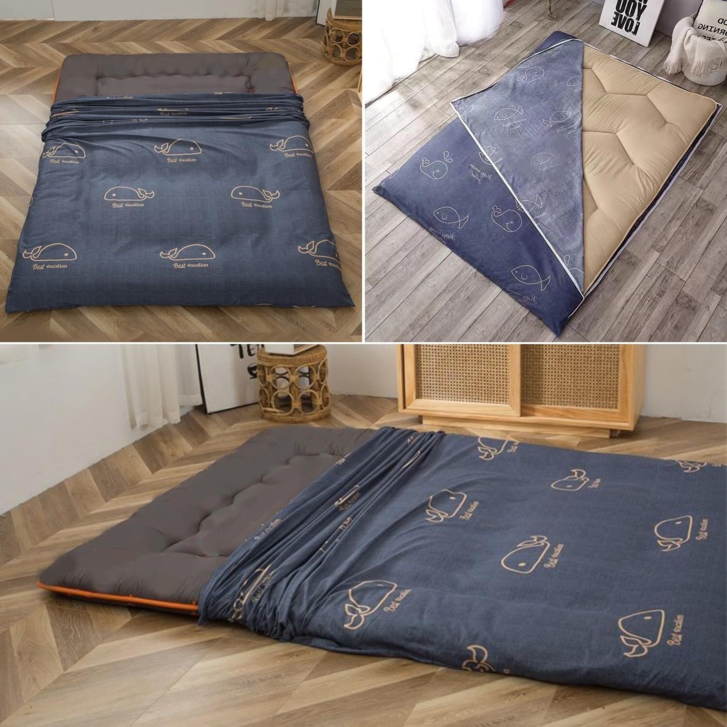 Generic Coprimaterasso Futon Con Cerniera, Fodera In Puro Cotone, Morbido, 200x220cm, Style2