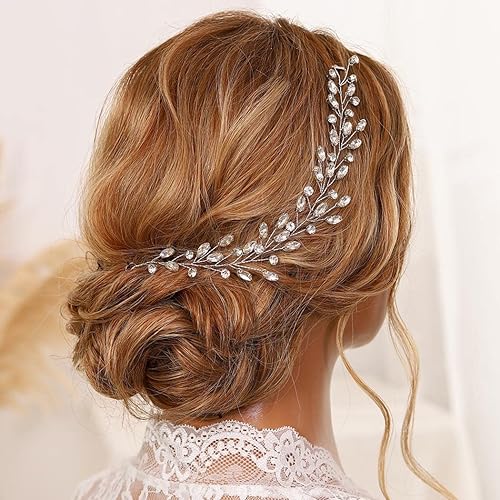 Miniatura 3 de JAKAWIN Novia Rhinestone boda pelo vid cristal pelo pieza nupcial accesorios para el cabello para mujeres HV191 (3 dorado)