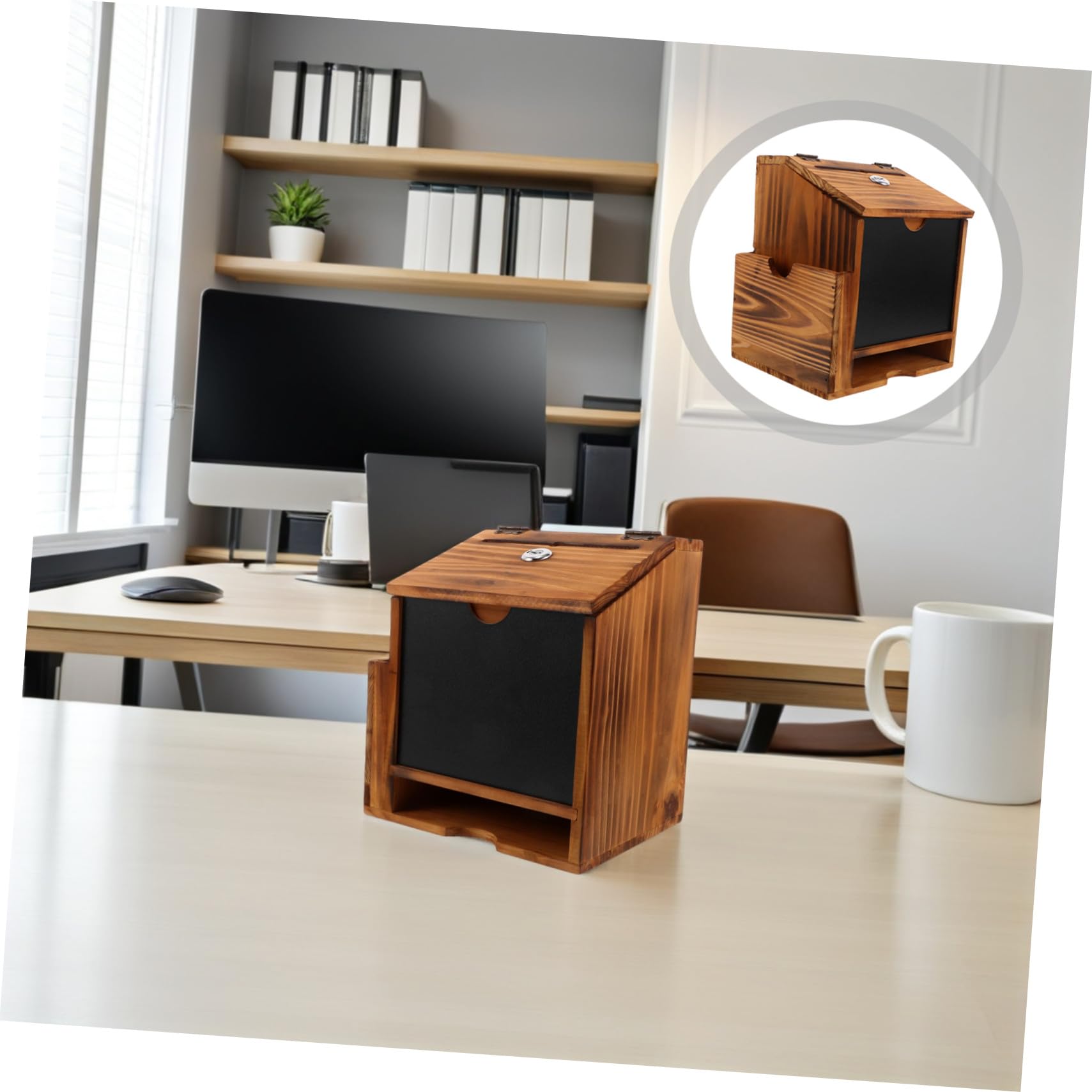 Boîte à Suggestions en Bois Murale avec Serrure, Coffret de Collecte | Finition Café, Style Rustique, Matériel de Fixation Inclus pour Installation